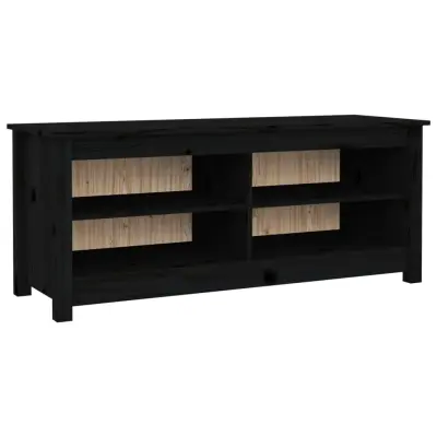 vidaXL Klop za čevlje črna 110x38x45,5 cm trdna borovina