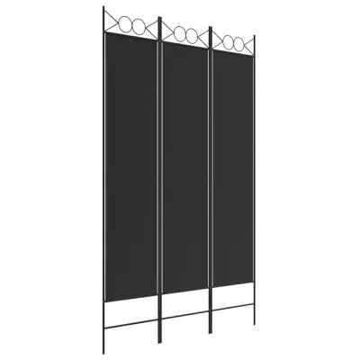 vidaXL Paravan 3-delni črn 120x200 cm blago