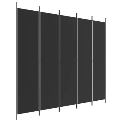 vidaXL Paravan 5-delni 250x220 cm črno blago