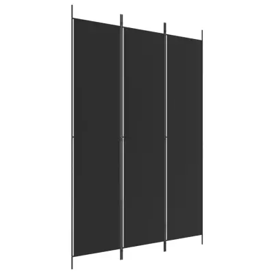 vidaXL Paravan 3-delni 150x220 cm črna blago