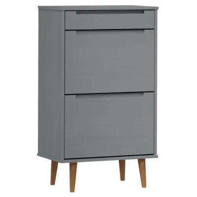 vidaXL Omara za čevlje MOLDE siva 59,5x35x103 cm trdna borovina
