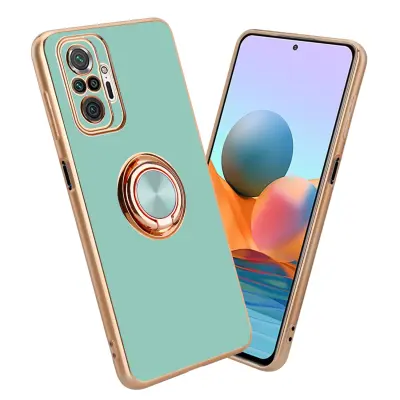 CADORABO Xiaomi v sijajni turkizni - Zlato z obročem silikonski/TPU ovitek z zaščito pred kamero in držalo magnetnih avtomobilov