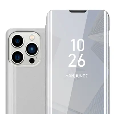 Cadorabo Case, združljiv z Apple v Kunzit Pink - Clear View Zrcalo Zaščitni pokrov s funkcijo stojala 360 stopinj zaščita
