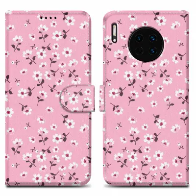 CADORABO Ohišje, združljiv s Huawei - Design Flower Rain št. 6 - Zaščitni pokrov z magnetnim zapiranjem, funkcijo stojala in režo za kartico