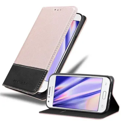 Cadorabo Case, združljiv s Samsungom v rose Gold Black - zaščitni pokrov z magnetnim zapiranjem, stoječo funkcijo in režo za kartico