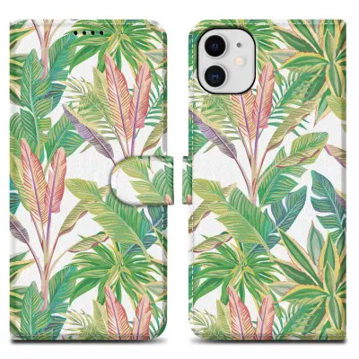 CADORABO Ohišje, združljiv z Apple - Design Green Rainforest št. 8 - Zaščitni pokrov z magnetnim zapiranjem, funkcijo stojala in režo za kartico