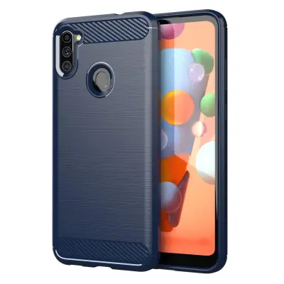 CADORABO Samsung v brušenem modrem - zaščitnem pokrovu, narejen iz fleksibilnega silikona TPU v videzu iz nerjavečega jekla ogljika