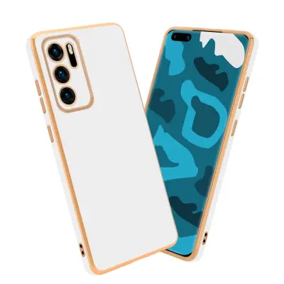 CADORABO Ohišje, združljiv s Huawei v sijajnem belem - zlatu - zaščitni pokrov iz fleksibilnega silikona TPU in z zaščito pred kamero