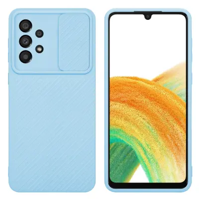 CADORABO Ohišje, združljiv s Samsungom v Bonbon Light Blue - Zaščitni pokrov iz fleksibilnega silikona TPU in z zaščito pred kamero