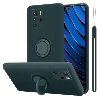 CADORABO Ohišje, združljiv s Xiaomi v tekoči zeleni barvi - zaščitni pokrov iz fleksibilnega silikona TPU z obročem