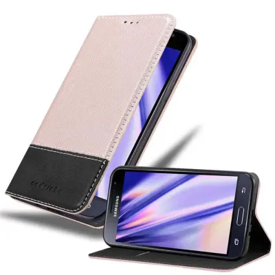Cadorabo Case, združljiv s Samsungom v rose Gold Black - zaščitni pokrov z magnetnim zapiranjem, stoječo funkcijo in režo za kartico