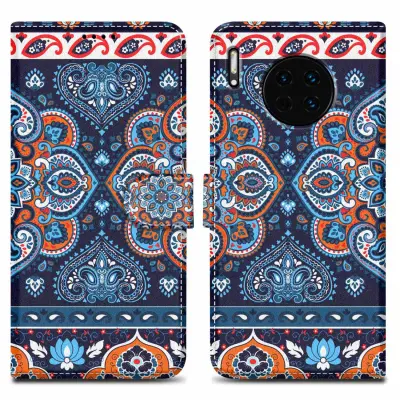 CADORABO primera, združljiv s Huawei - Design Blue Mandala št. 1 - Zaščitni pokrov z magnetnim zapiranjem, funkcijo stojala in režo za kartico
