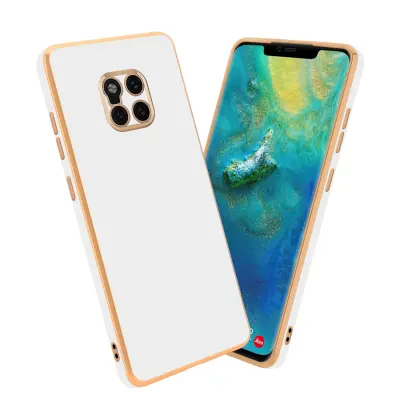 CADORABO Ohišje, združljiv s Huawei v sijajnem belem - zlatu - zaščitni pokrov iz fleksibilnega silikona TPU in z zaščito pred kamero