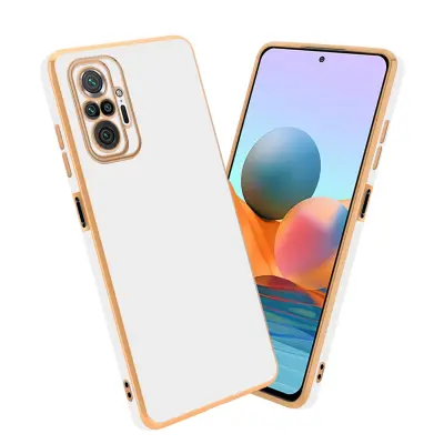 CADORABO Ohišje, združljiv s Xiaomi v sijajnem belem - zlatu - zaščitni pokrov iz fleksibilnega silikona TPU in z zaščito pred kamero