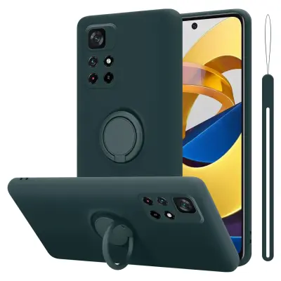 CADORABO Ohišje, združljiv s Xiaomi v tekoči zeleni barvi - zaščitni pokrov iz fleksibilnega silikona TPU z obročem