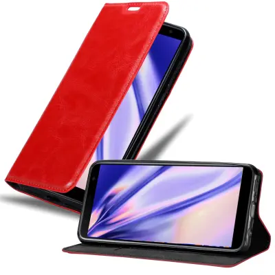Cadorabo Case, združljiv s Samsungom v Apple Red - Zaščitni pokrov z magnetnim zapiranjem, stoječo funkcijo in režo za kartico