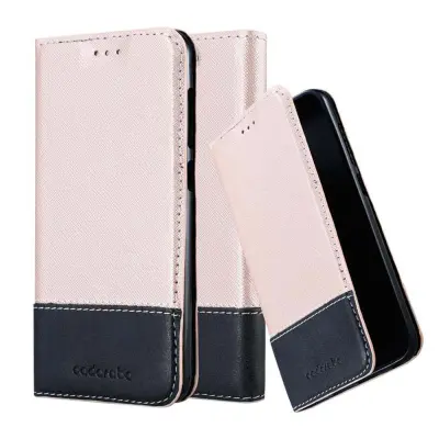 CADORABO Ohišje, združljiv s HTC v rose Gold Black - Zaščitni pokrov z magnetnim zapiranjem, stoječo funkcijo in režo za kartico