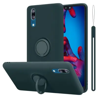 CADORABO Ohišje, združljiv s Huawei v tekoči zeleni barvi - zaščitni pokrov iz fleksibilnega silikona TPU z obročem