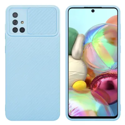 CADORABO Ohišje, združljiv s Samsungom v Bonbon Light Blue - Zaščitni pokrov iz fleksibilnega silikona TPU in z zaščito pred kamero