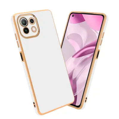 CADORABO Ohišje, združljiv s Xiaomi v sijajnem belem - zlatu - zaščitni pokrov iz fleksibilnega silikona TPU in z zaščito pred kamero