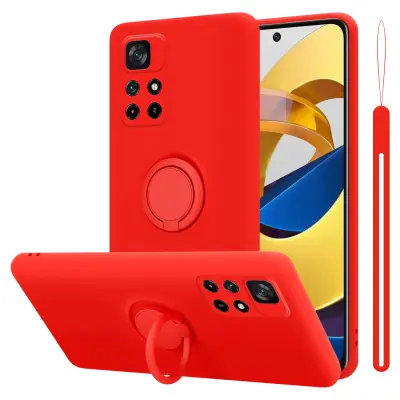 CADORABO Ohišje, združljiv s Xiaomi v tekoči rdeči barvi - zaščitni pokrov iz fleksibilnega silikona TPU z obročem