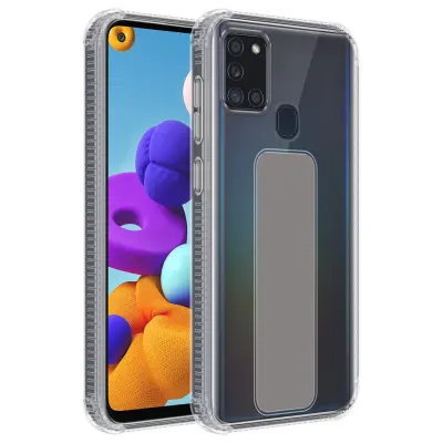 CADORABO Ohišje, združljiv s Samsungom v sivi - zaščitni pokrov, narejen iz fleksibilnega silikona TPU z držalom in funkcijo stojala