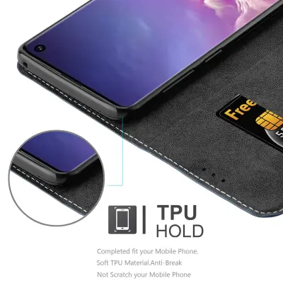 Cadorabo Case, združljiv s Samsungom v temno modro rjavi barvi - zaščitni pokrov z magnetnim zapiranjem, stoječo funkcijo in režo za kartico