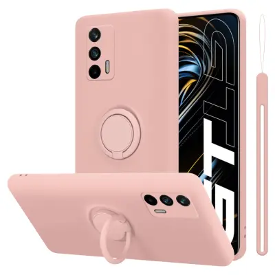CADORABO Ohišje, združljiv z Realme v tekoči roza barvi - zaščitni pokrov iz fleksibilnega silikona TPU z obročem