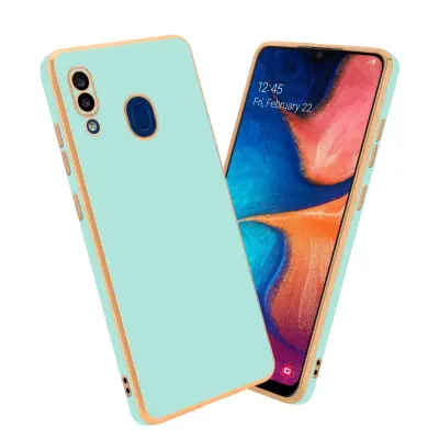 CADORABO Ohišje, združljiv s Samsungom v sijajni metini zeleni barvi - Zlato - zaščitni pokrov iz fleksibilnega silikona TPU in z zaščito pred kamero