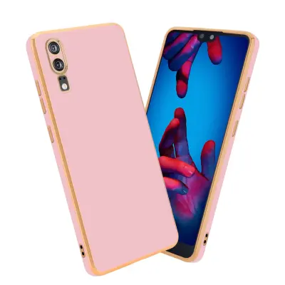 CADORABO Ohišje, združljiv s Huawei v sijajnem roza - zlato - zaščitni pokrov iz fleksibilnega silikona TPU in z zaščito pred kamero
