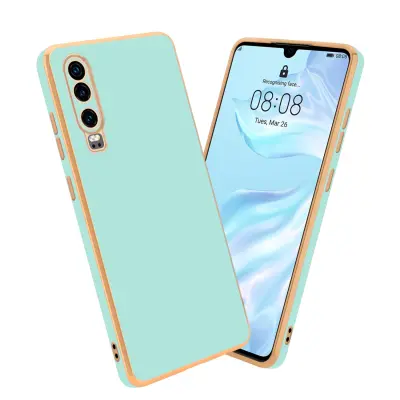 CADORABO Ohišje, združljiv s Huawei v sijajni metini zeleni barvi - Zlato - zaščitni pokrov iz fleksibilnega silikona TPU in z zaščito pred kamero