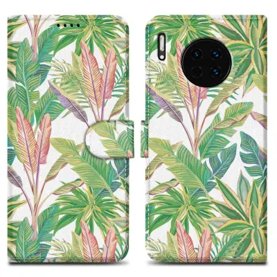 CADORABO primera, združljiv s Huawei - Design Green Rainforest št. 8 - Zaščitni pokrov z magnetnim zapiranjem, funkcijo stojala in režo za kartico