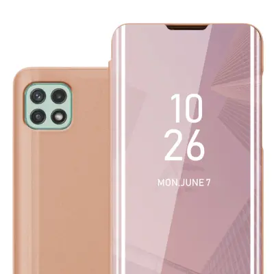 CADORABO CARE, združljiv s Samsungom v Kunzit Pink - prozorno za zaščito z ogledalom z zrcalo z funkcijo stojala 360 stopinj zaščita