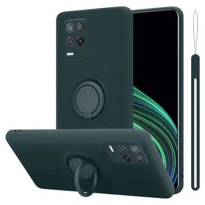 CADORABO Ohišje, združljiv z Realme v tekoči zeleni barvi - zaščitni pokrov iz fleksibilnega silikona TPU z obročem