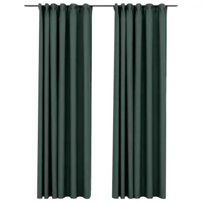 vidaXL Zatemnitvene zavese z obešali 2 kosa zelene 140x245 cm