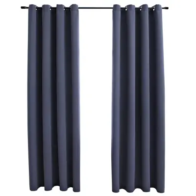 vidaXL Zatemnitvene zavese z obročki 2 kosa antracitne 140x245 cm