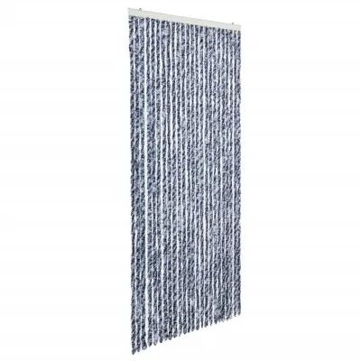 vidaXL Zavesa proti mrčesu iz šenilje 100x220 cm modra, bela, srebrna