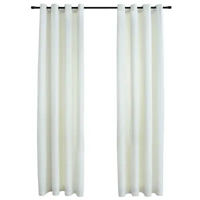 vidaXL Zatemnitvene zavese z obročki 2 kosa žamet krem 140x245 cm