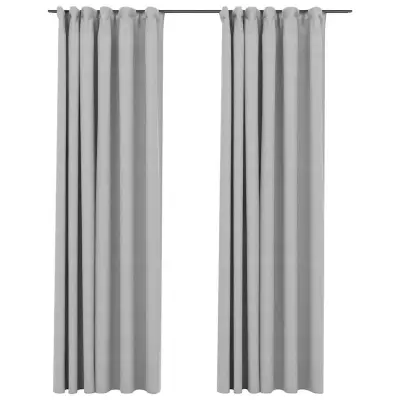 vidaXL Zatemnitvene zavese z obešali 2 kosa sive 140x225 cm