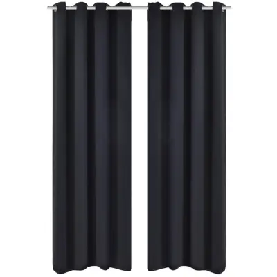 vidaXL Zatemnitvene zavese 2 kosa z obročki 135x175 cm črne barve