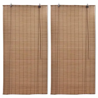 vidaXL Rolo senčilo iz bambusa 2 kosa 100x160 cm rjave barve