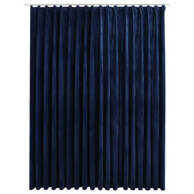 vidaXL Zatemnitvena zavesa z obešali žametna temno modra 290x245 cm