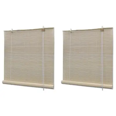 vidaXL Rolo senčilo iz naravnega bambusa 2 kosa 120x160 cm