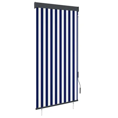 vidaXL Zunanje rolo senčilo 100x250 cm modro in belo