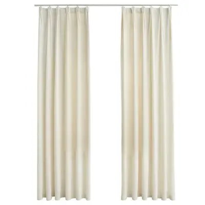 vidaXL Zatemnitvene zavese 2 kosa z obešali žametne krem 140x175 cm