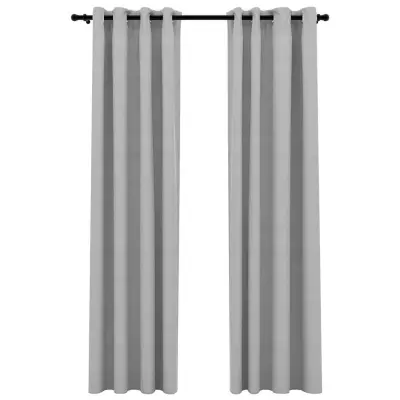 vidaXL Zatemnitvene zavese z obročki 2 kosa sive 140x245 cm