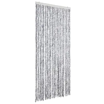 vidaXL Zavesa proti mrčesu iz šenilje 90x220 cm bela in siva