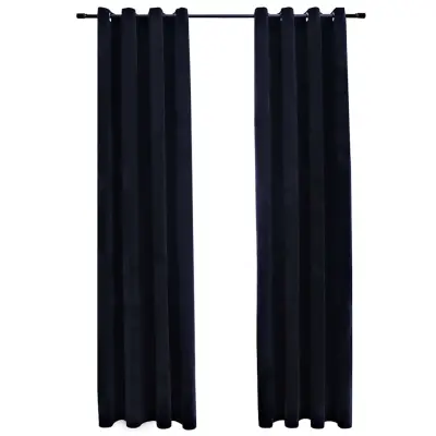 vidaXL Zatemnitvene zavese z obročki 2 kosa žamet črne 140x225 cm