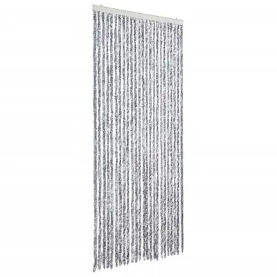 vidaXL Zavesa proti mrčesu iz šenilje 100x220 cm bela in siva