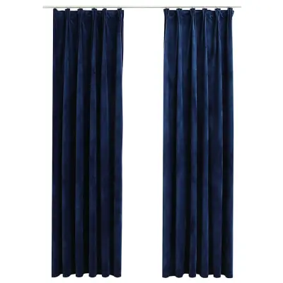 vidaXL Zatemnitvene zavese 2 kosa z obešali žametne modre 140x225 cm